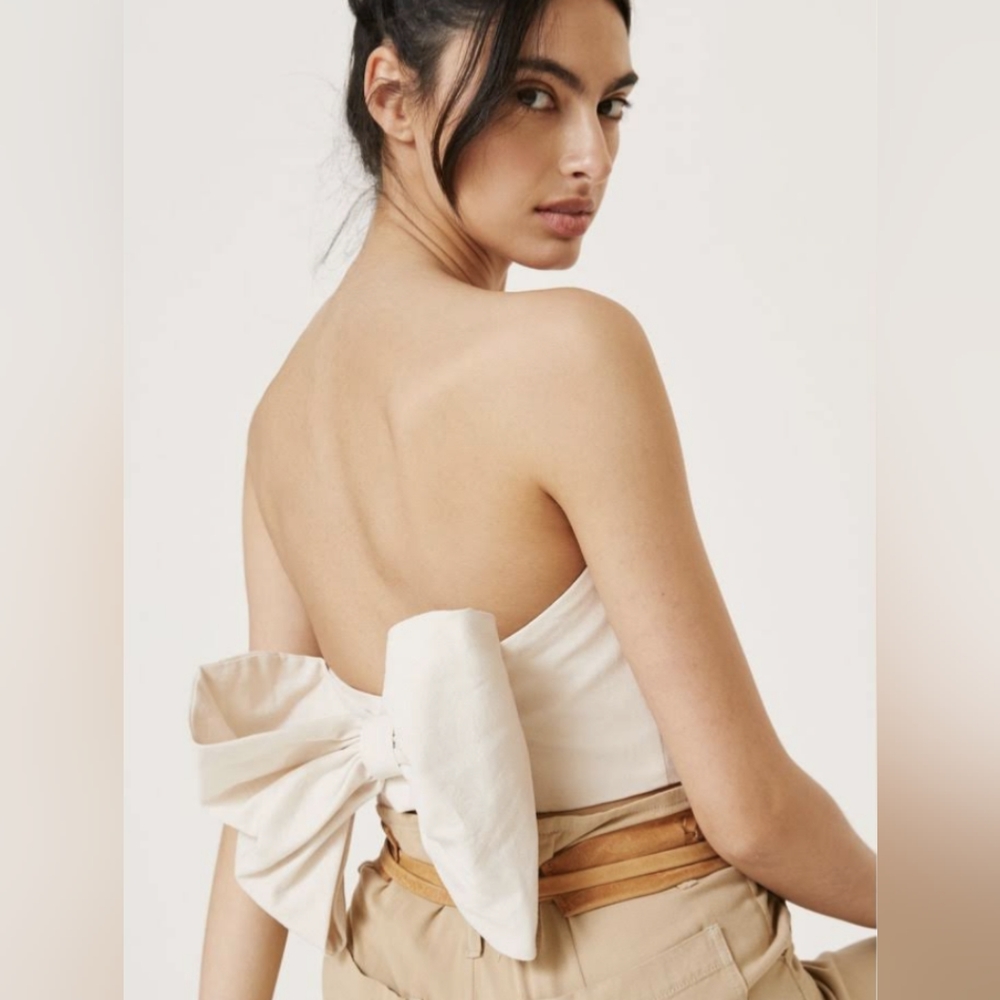NWT Hutch for Anthropologie Petites Bow Tie Strapless Top (12P)
